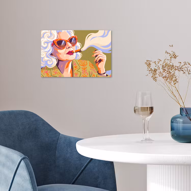 Vrouw - Zonnebril - Portret - Modern - Kleurrijk poster papier klein -sfeer3