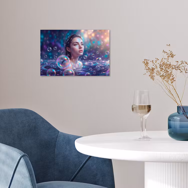 Vrouw - Water - Portret - Kleurrijk - Modern poster papier klein -sfeer3