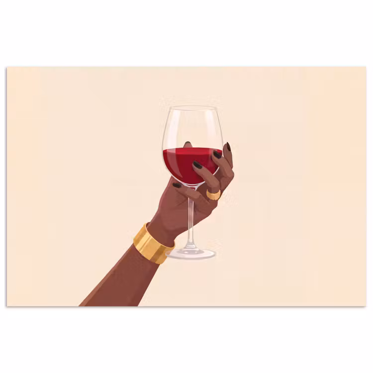 Vrouw - Wijn - Glas - Illustratie - Rood poster papier klein -3d