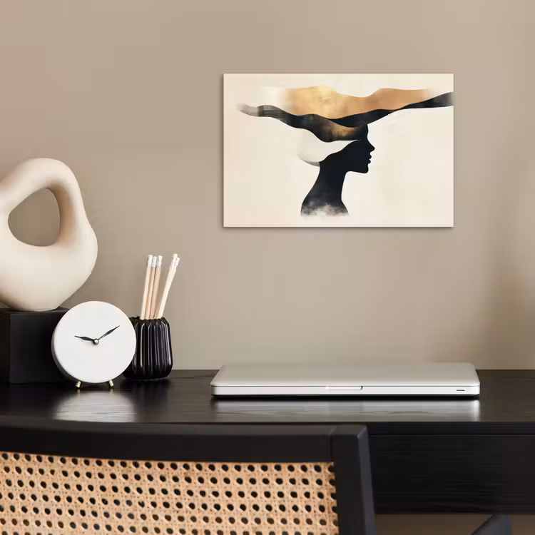 Vrouw - Golven - Zwart poster papier klein -sfeer1