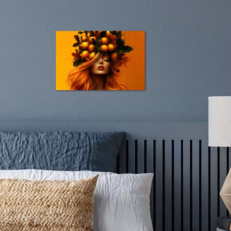 Vrouw - Citroenen - Bloesem - Geel poster papier klein -sfeer2