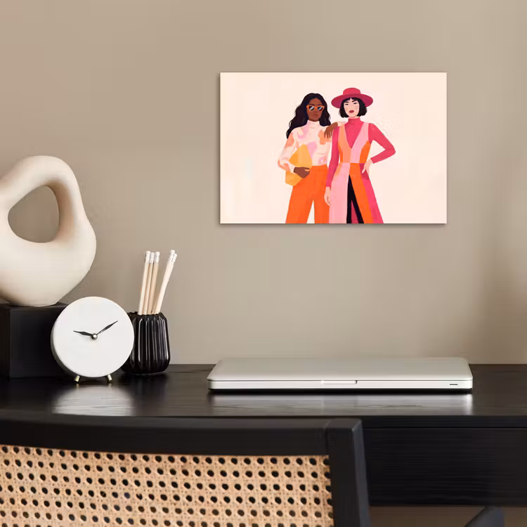 Vrouw - Twee - Mode - Abstract - Kleurrijk poster papier klein -sfeer1
