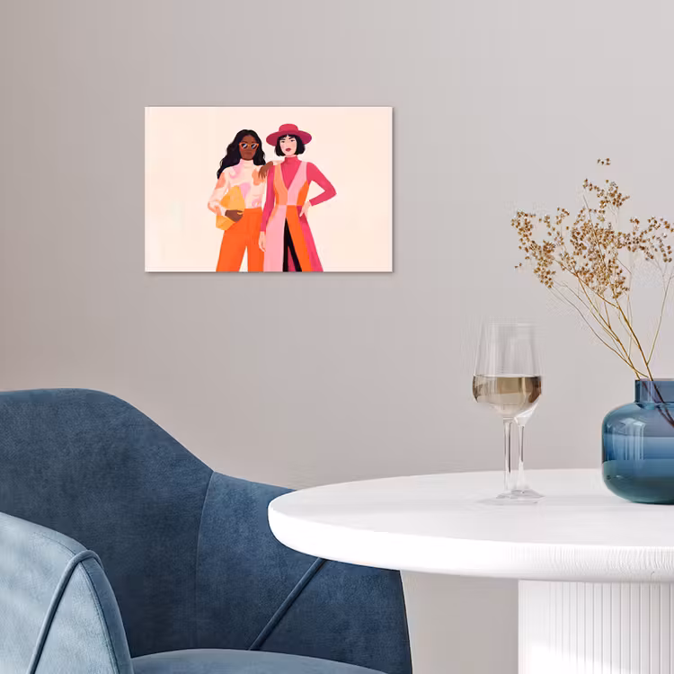 Vrouw - Twee - Mode - Abstract - Kleurrijk poster papier klein -sfeer3