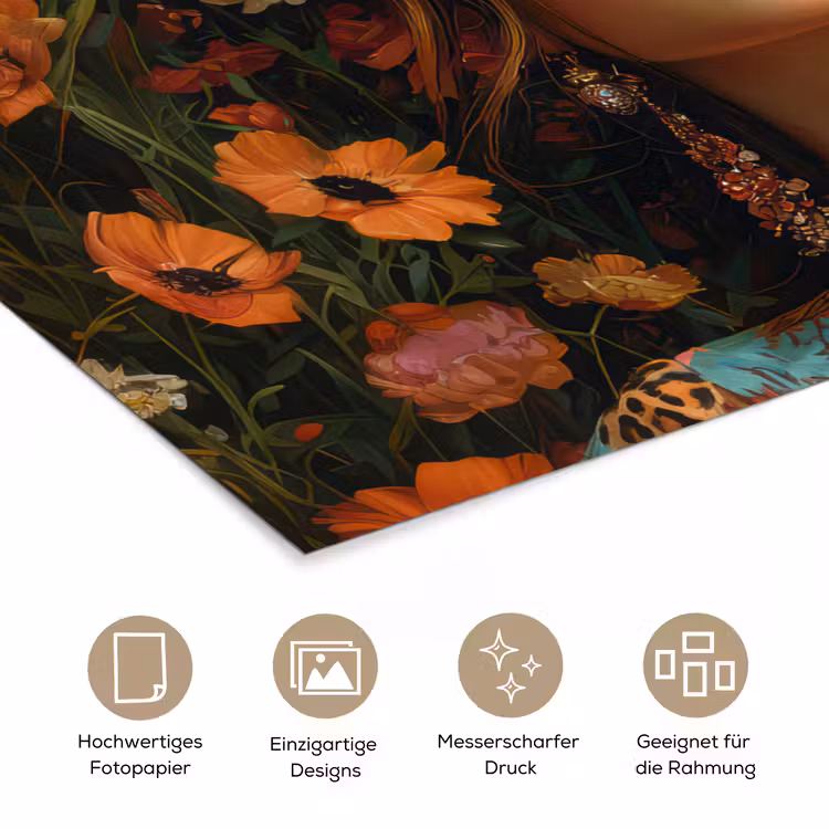 Vrouwen - Bloemen - Modern - Bril - Abstract poster papier klein -tcloseup_DE