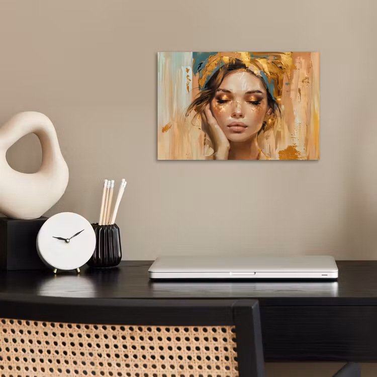 Vrouwen - Portret - Luxe - Goud poster papier klein -sfeer1