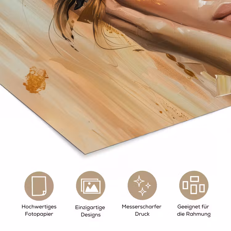 Vrouwen - Portret - Luxe - Goud poster papier klein -tcloseup_DE