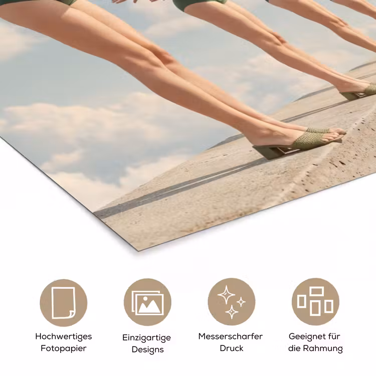 Poster - Frauen – Tauchhaltung – Wolken - Vrouwen - Duikhouding - Wolken poster papier klein