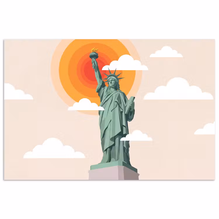 Vrijheidsbeeld - New York - Zon - Modern poster papier klein -3d