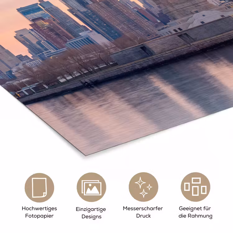 Vrijheidsbeeld - New York - Zonsopgang - Stad - Architectuur poster papier klein -tcloseup_DE