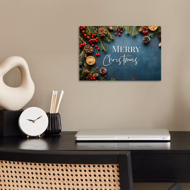 Merry Christmas - Blauw - Kerst - Winter poster papier klein -sfeer1