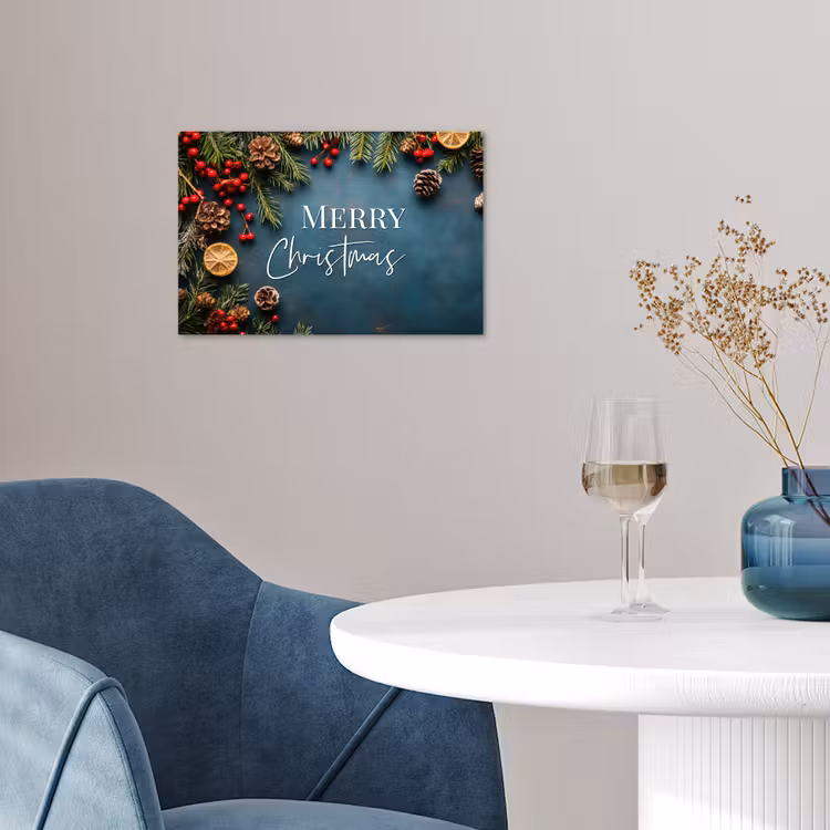 Merry Christmas - Blauw - Kerst - Winter poster papier klein -sfeer3