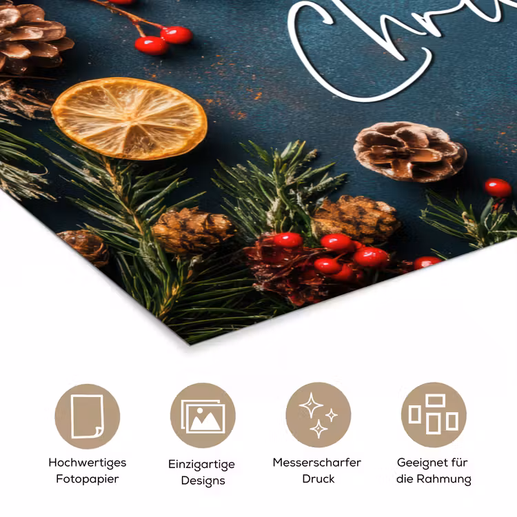 Merry Christmas - Blauw - Kerst - Winter poster papier klein -tcloseup_DE