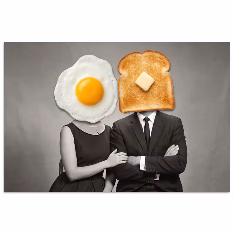 Ontbijt - Koppel - Ei - Brood poster papier klein -3d