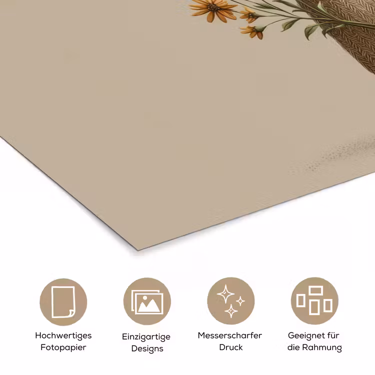 Vos - Gele bloemen - Minimalistisch poster papier klein -tcloseup_DE