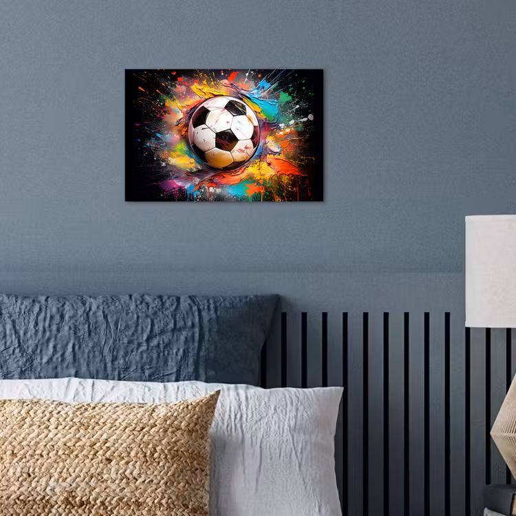 Voetbal - Verf - Kleuren - Zwart - Wit poster papier klein -sfeer2