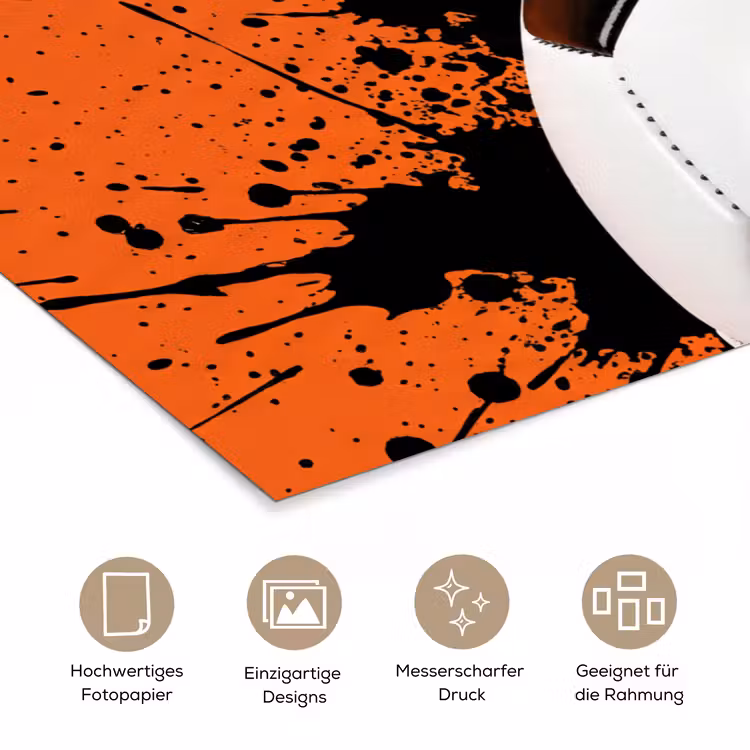 Voetbal - Verf - Sport - Oranje poster papier klein -tcloseup_DE