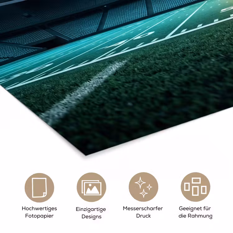 Voetbal - Stadion - Nacht - Modern poster papier klein -tcloseup_DE