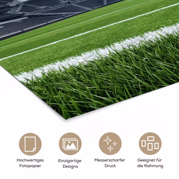 Voetbal - Stadion - Sport - Groen poster papier klein -tcloseup_DE
