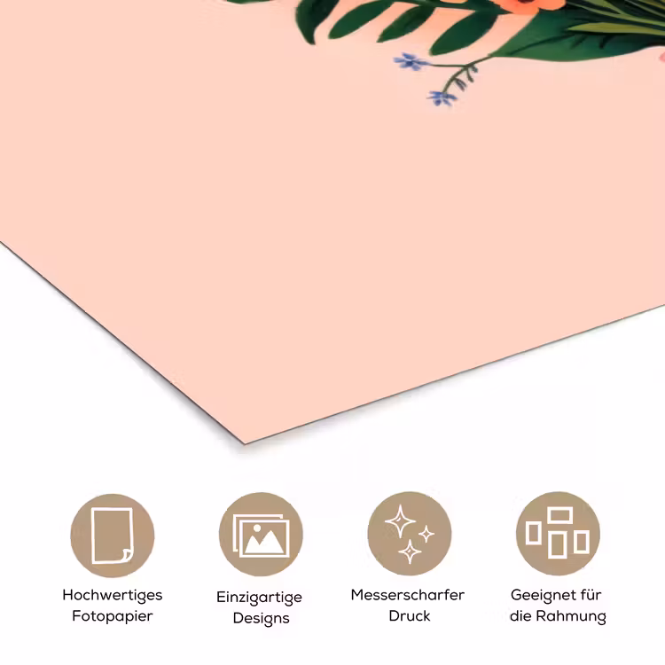 Margrieten - Boeket - Strikje - Roze poster papier klein -tcloseup_DE