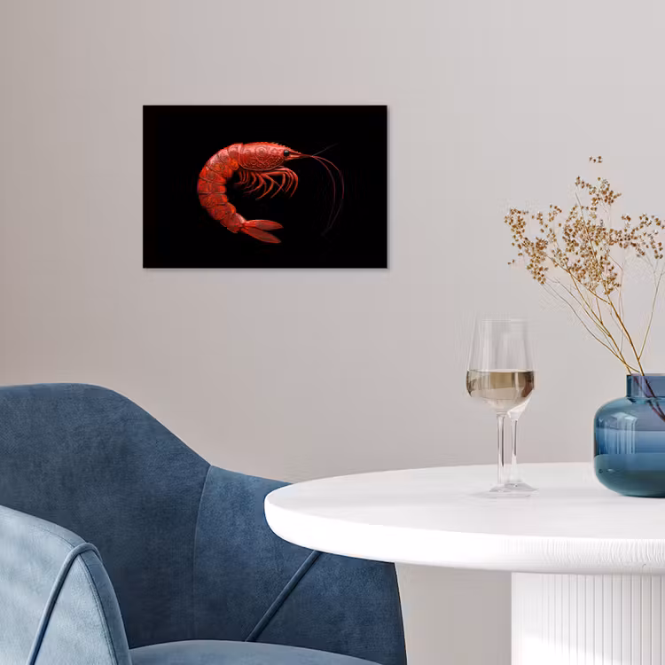Garnaal - Rood - Dieren poster papier klein -sfeer3