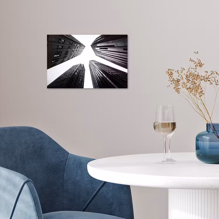 Gebouwen - Lucht - Zwart poster papier klein -sfeer3