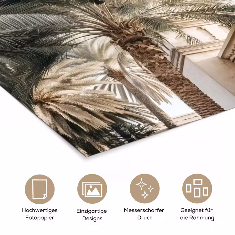Gebouw - Palmbomen - Beige - Zon poster papier klein -tcloseup_DE