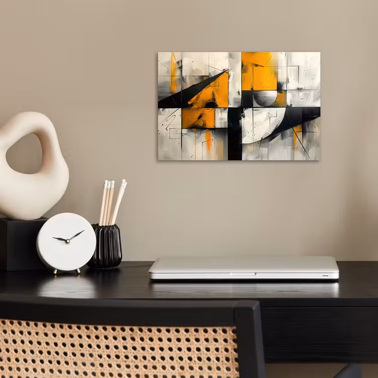 Geel - Abstract - Modern - Vormen poster papier klein -sfeer1