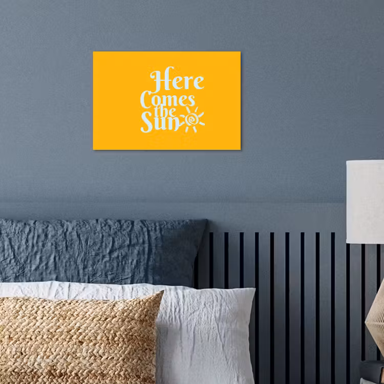 Geel - Blauw - Here comes the sun poster papier klein -sfeer2