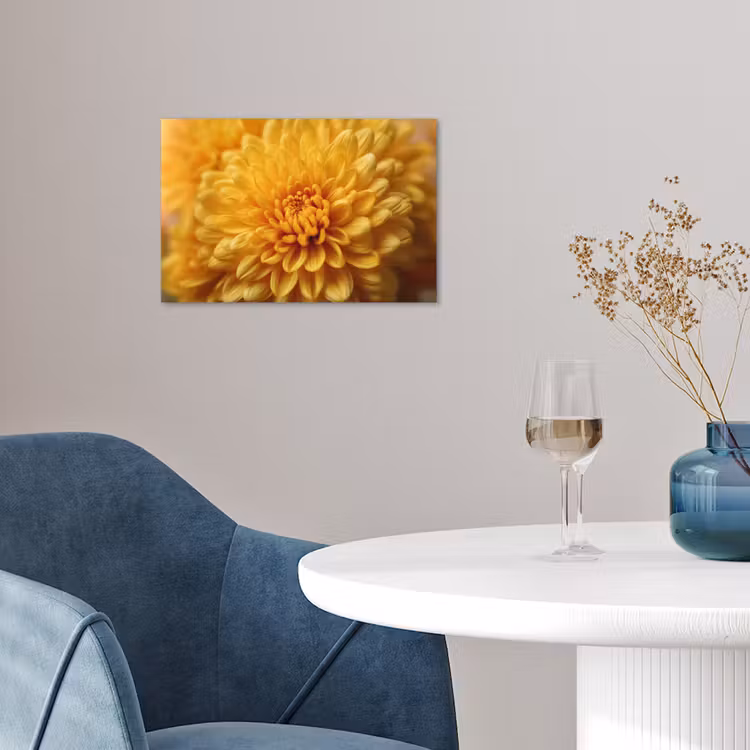 Geel - Chrysant - Zachtheid poster papier klein -sfeer3
