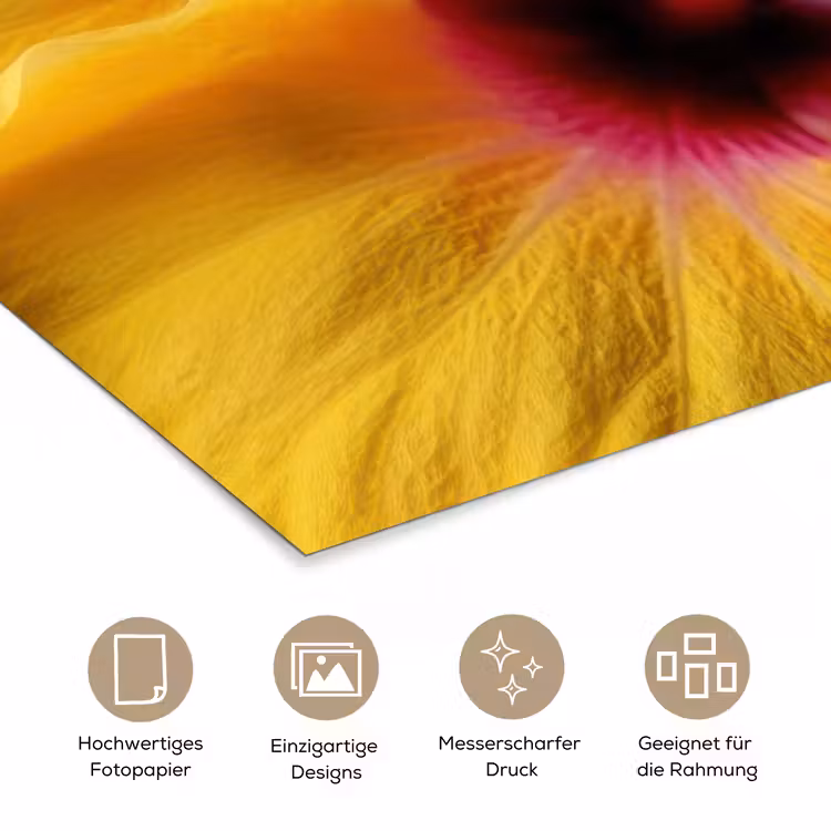 Geel - Hibiscus - Tropisch poster papier klein -tcloseup_DE