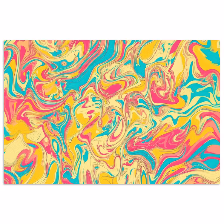 Geel - Roze - Blauw - Retro poster papier klein -3d