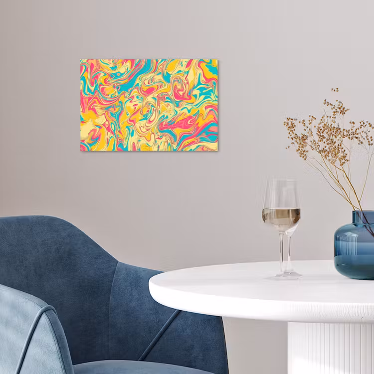 Geel - Roze - Blauw - Retro poster papier klein -sfeer3