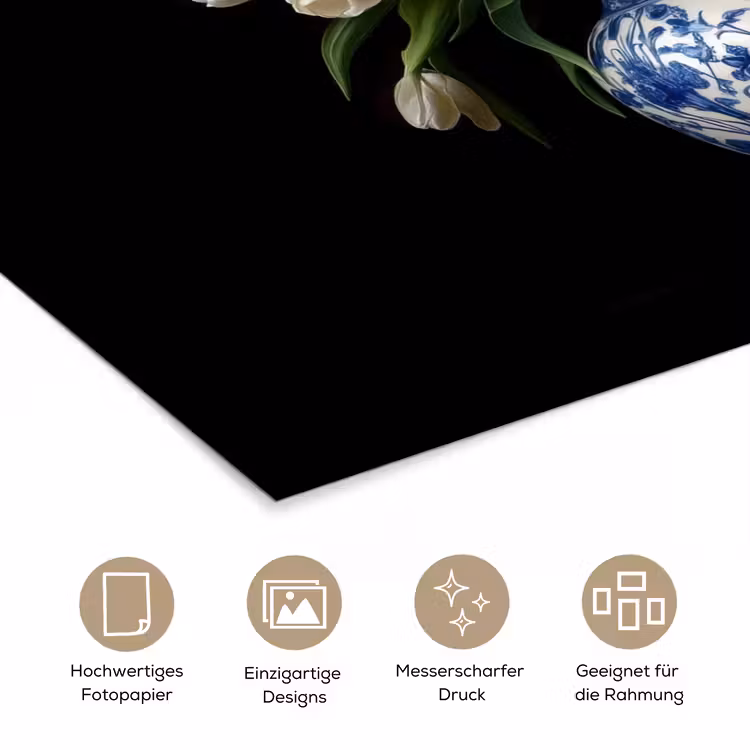 Geel - Tulpen - Vaas - Bloemen poster papier klein -tcloseup_DE