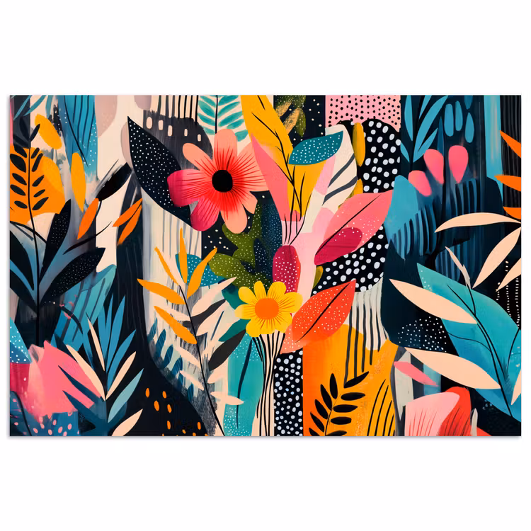 Schilderij - Abstract - Bloemen - Roze poster papier klein -3d