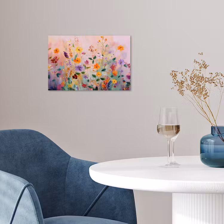 Schilderij - Bloemen - Abstract - Kleurrijk poster papier klein -sfeer3