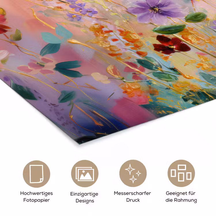 Schilderij - Bloemen - Abstract - Kleurrijk poster papier klein -tcloseup_DE
