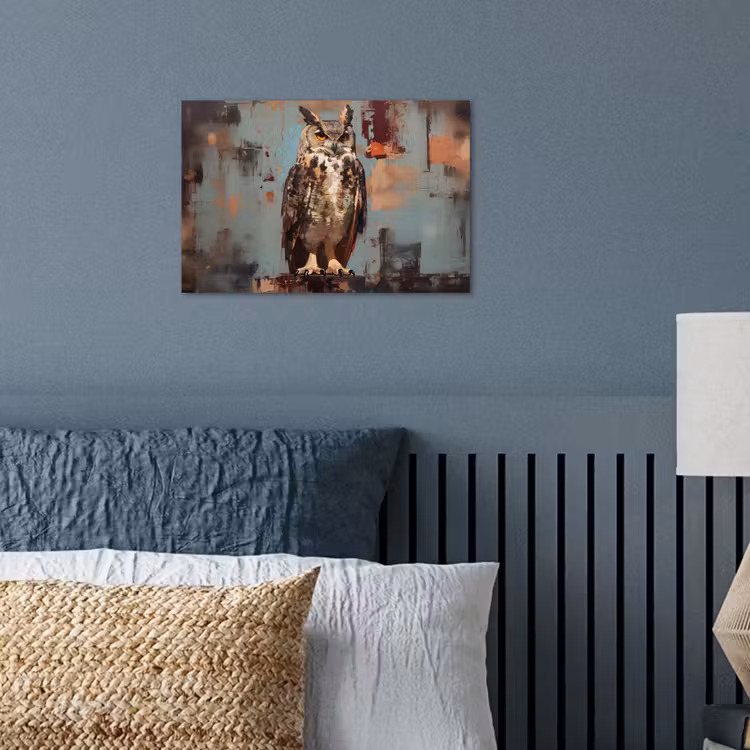 Geschilderd - Abstract - Uil - Bruin poster papier klein -sfeer2