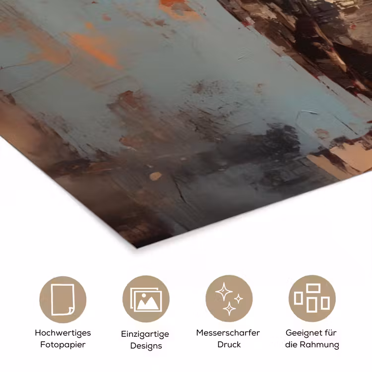 Geschilderd - Abstract - Uil - Bruin poster papier klein -tcloseup_DE