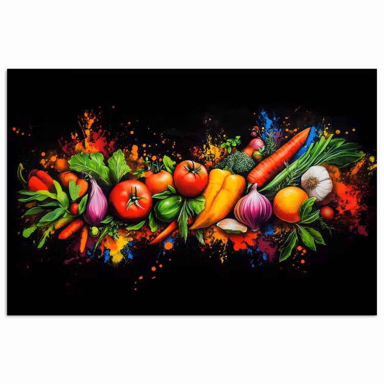 Groente - Eten - Kruiden - Graffiti - Koken poster papier klein -3d