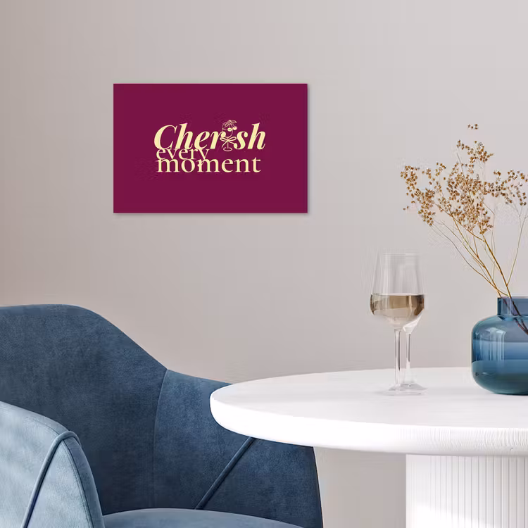 Cherish every moment - Cocktailglas - Bordeaux poster papier klein -sfeer3
