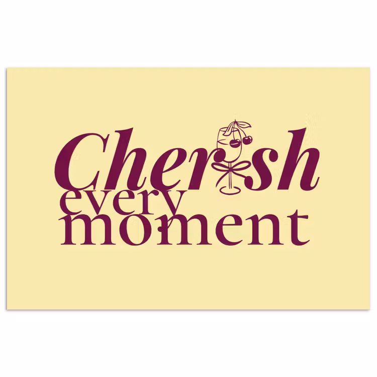 Cherish every moment - Cocktailglas - Geel poster papier klein -3d