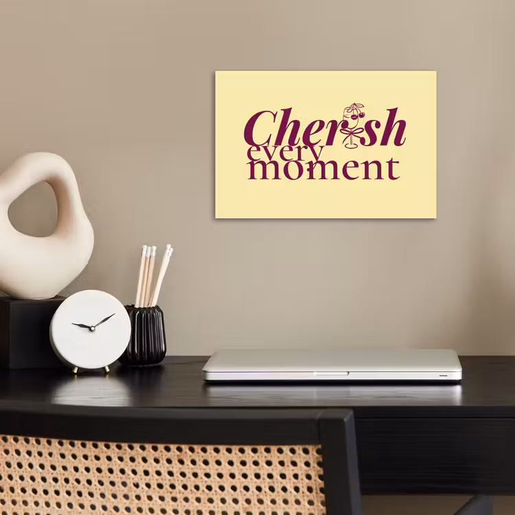 Cherish every moment - Cocktailglas - Geel poster papier klein -sfeer1