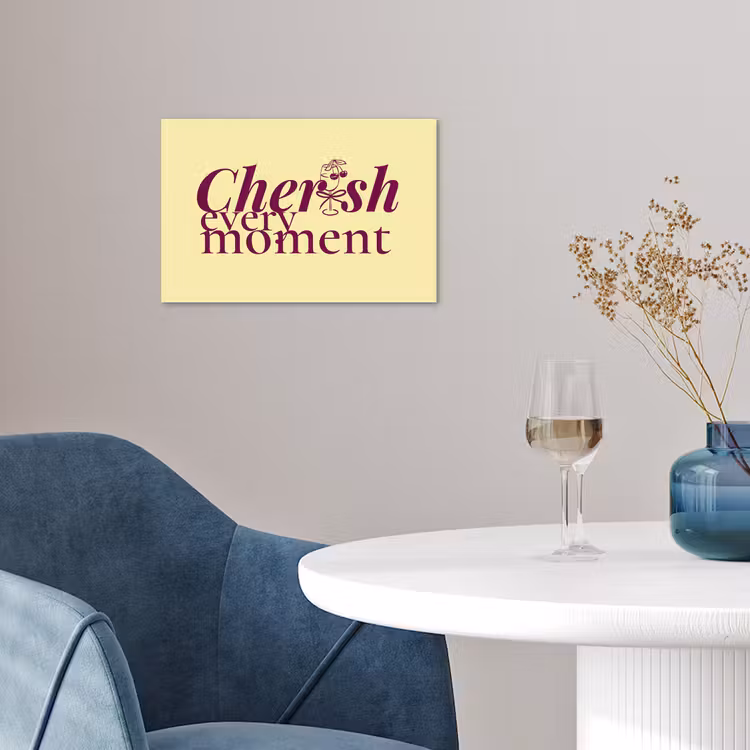 Cherish every moment - Cocktailglas - Geel poster papier klein -sfeer3
