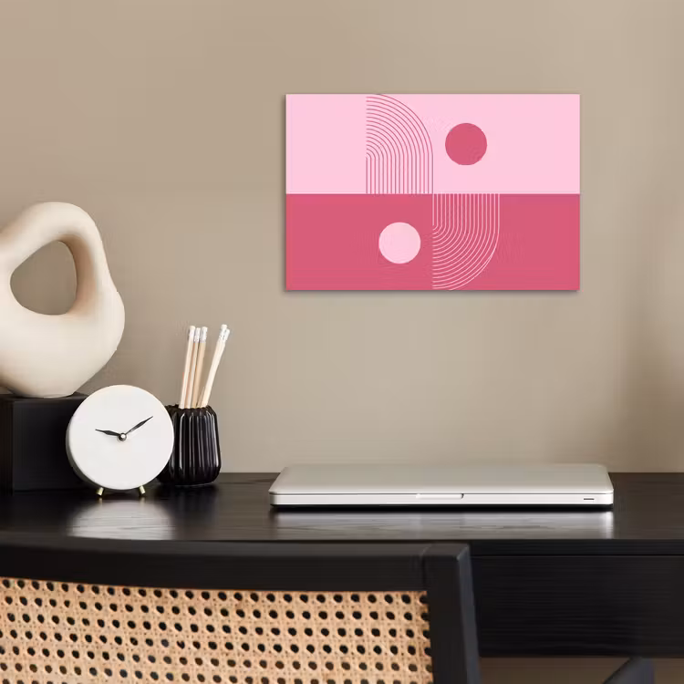 Geometrie - Patroon - Abstract - Roze - Modern poster papier klein -sfeer1