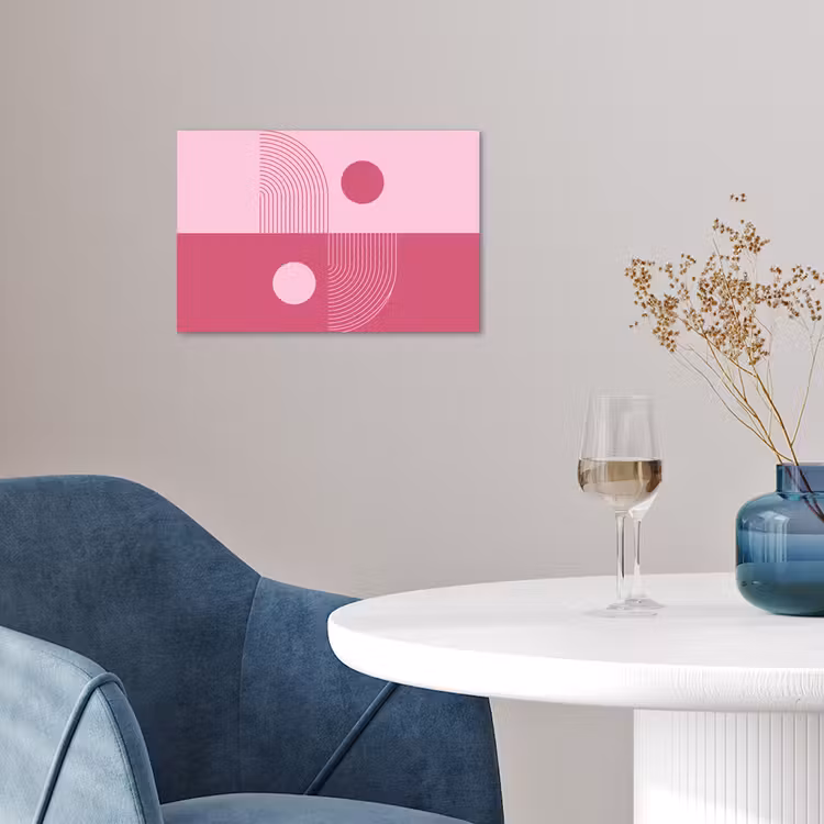Geometrie - Patroon - Abstract - Roze - Modern poster papier klein -sfeer3
