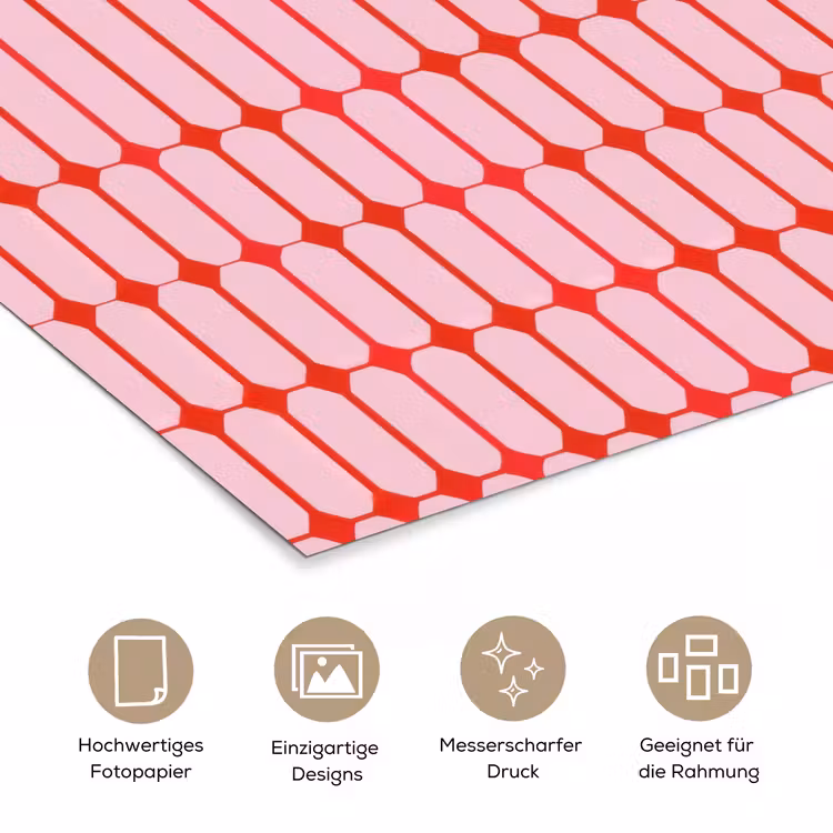 Geometrisch - Minimalistisch - Rood - Roze poster papier klein 62 -tcloseup_DE