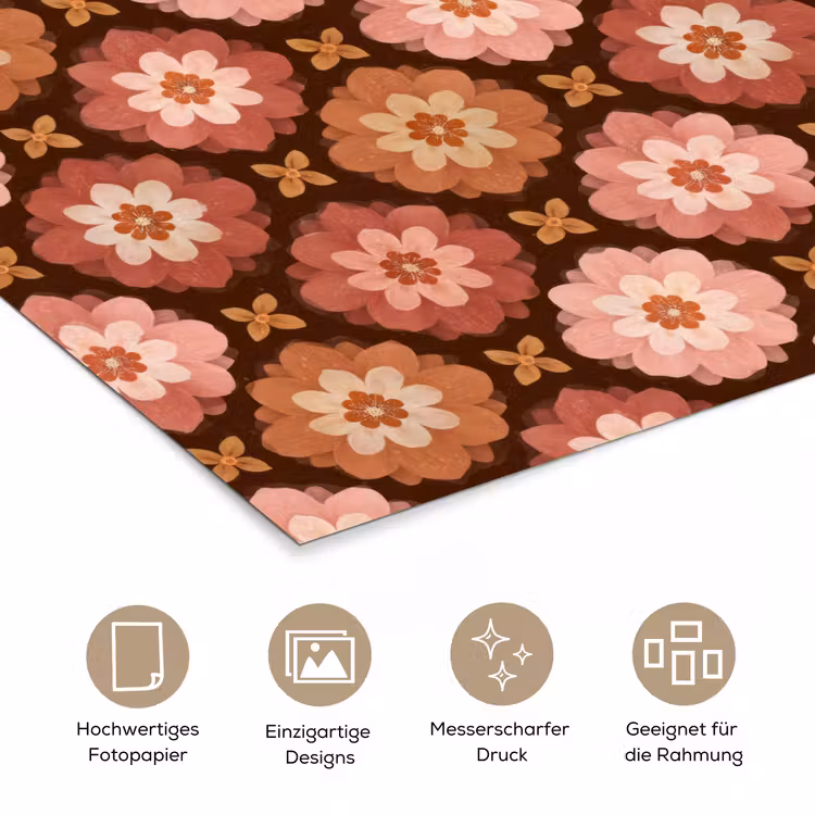 Geometrisch - Bloemen - Kleurrijk poster papier klein 62 -tcloseup_DE