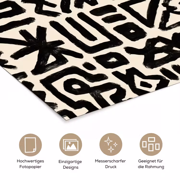 Geometrisch - Figuren - Zwart poster papier klein 62 -tcloseup_DE