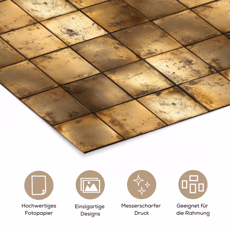 Geometrisch - Tegels - Goud poster papier klein 62 -tcloseup_DE