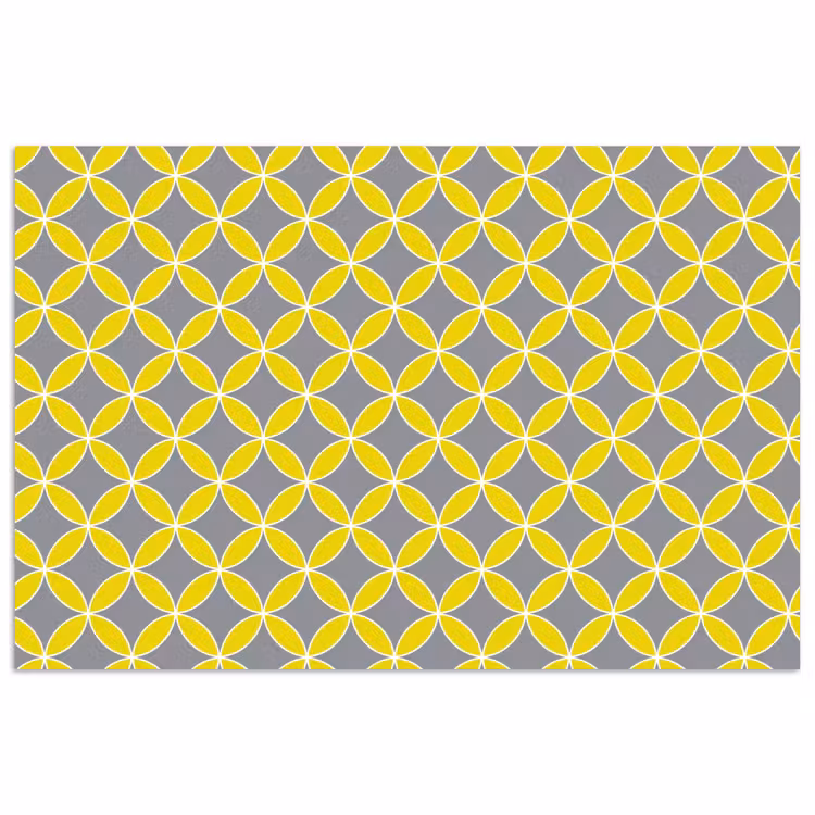 Geometrisch - Cirkels - Modern - Grijs - Geel poster papier klein 62 -3d
